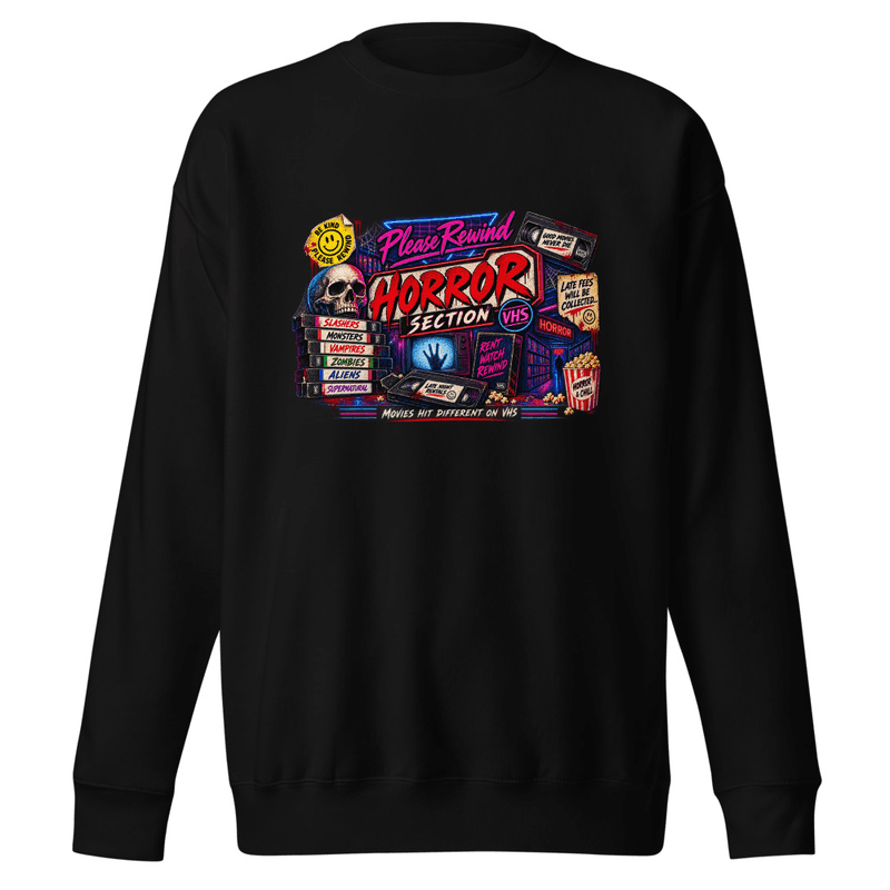 Please Rewind Horror Sweater